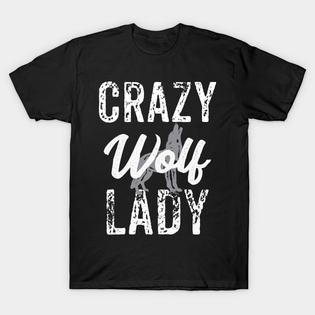 Crazy Wolf Lady T-Shirt by jmgoutdoors